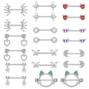 Design Nipple Ring Fashion Body Jewelry 18K Gold plated Stainless Steel Crystal Dangle Breast Jewelry for Weddings Gifts