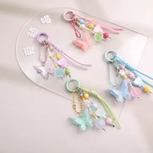 Design Resin Butterfly Pendant Keychain Diy Bag Key Accessory for Girls Gifts