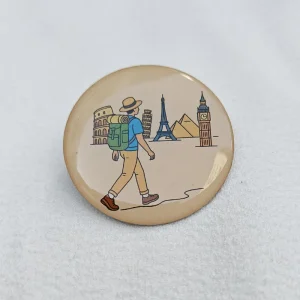 Design Your Own Custom Metal Epoxy Badge with Magnet & Rhinestones Fashion Round Pin Gold Silver Finish