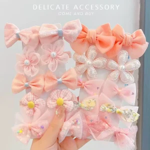 Designer 10pc bag Kids Colorful Cloth HairPrin Fashion Bow Flower Hair Clip Alloy Baby Sweet Cartoon Hair Decoration