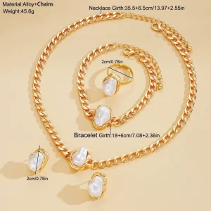 Designer 18K Gold Plated Simple Pearl Jewelry Set New Trend High Quality Women Fashion Necklace Set For Accessory