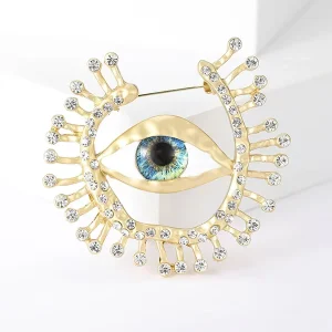 Designer Brooch Luxury Jewelry Olive Branch Brand Rock Women Rhinestone Blue Eyes Brooches