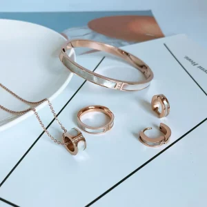 Designer Costume Women Shell Rose Gold Fashion Jewelry Set Stainless Steel