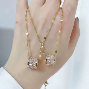 Designer Customize Accessories Zircon Dainty Stainless Steel Bijoux Fine Fashion Chain Pendant Jewelry for Women Necklaces
