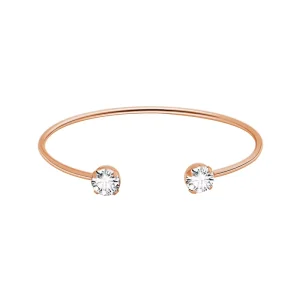 Designer Fashion Open Brass Bracelet Bangle With White Rhinestone in the Two End for Women