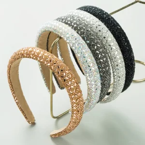 Designer Headbands Rhinestone Sponge Hair Accessory with Simple and Fine Edges
