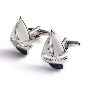 Designer Inspired Geometric Sailboat Print Design Statement Cuff Women Tops Cufflinks