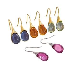 Designer Luxury Trendy Colorful Crystal Teardrop Dangle Earrings for Women Fashion Jewelry Droplet-shaped Cat’s Eye Stones