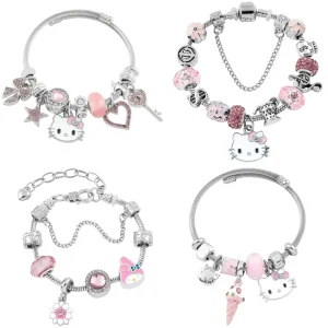 Detachable Girls Bracelet with Alloy Star Heart Rhinestone Pendant Fashion Charm Jewelry for Gift Purpose