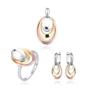 DiFeiYa 925 Sterling Silver Gold Plated Vintage Rings Earrings Necklace Set for Party Engagement Gift High Quality Customized