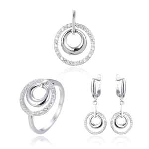 DiFeiYa Iced Out Drop Earrings Zircon 925 Sterling Silver Jewelry Necklace Set for Women