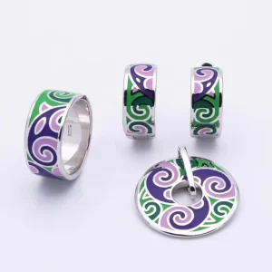 DiFeiYa New Design 925 Silver Enamel Earrings Jewelry Sets
