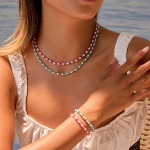 Diamond Beaded Necklace Beaded Necklaces for Women Fashion Handmade Bohemian Colored Beaded Necklace