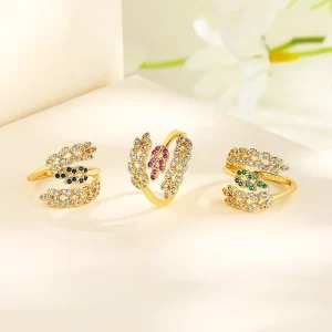Diamond Engagement 18K Gold Plated Adjustable Half Ring Gold Wedding Ring Fashion Fine Jewelry Rings