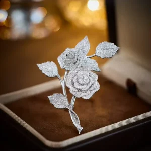 Diamond studded Rose Pin Fashionable and Elegant 3D Flower Hairpin Coat Accessory Clothing Accessory