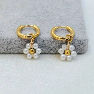 Dina New Spring Summer Fashion Colorful Beaded Daisy Gold Plated Stainless Steel Drop Earrings Women Jewelry Gifts