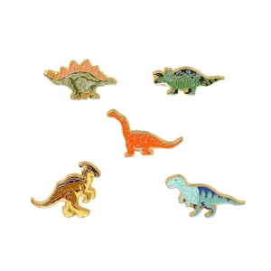 Dinosaur Enamel Pins Silver Plated Letterpress Printing Brooch Stegosaurus Triceratops Diplodocus Tyrannosaurus Soft Enamel Pin