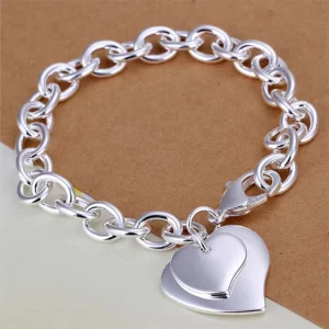 Direct Factory Sale of Hot Classic Korean Fashion Double Heart Charm Bracelet Elegant Jewelry Accessories