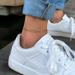 Discount Unisex Cuban Link Anklet 18K Gold Plated Stainless Steel Trendy Party Jewelry