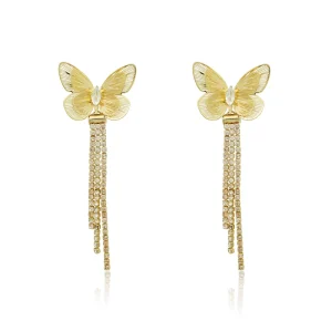 Divine New Fashionable 14k Laminated Gold Earrings High quality butterfly Style Luxury Jewelry for Party