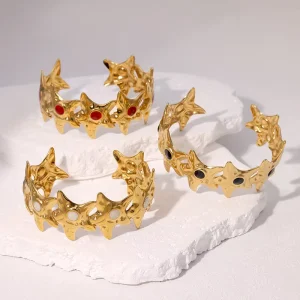 Diy Cute Fashion Enamel Charm Jewelry Ladies Gold Chunky Bangles Vintage Classic Star Accessories
