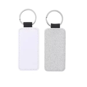 Diy Photo Printing Glitter PU Leather Keychain Blank Sublimation White Fabric Rectangle Shape Colorful Keychains