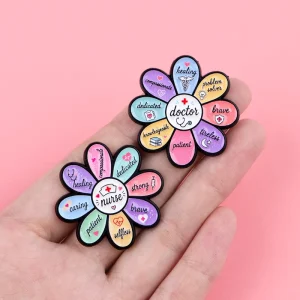 Doctors Nurses Brooches Soft Enamel Pins Lapel Pins for Backpack Flower Badges for Clothes Jewelry Accessories Students Gifts