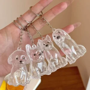 Dog Hair Storage Resin Keychain Samoye Corgi Shaped Acrylic Lightweight Transparent Hair Collection Box Pendant Bag Charms