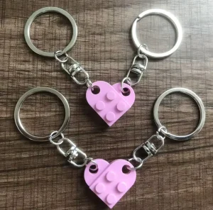 Door to Door Couple Heart Keychain Set Compatible with Lego Bricks Matching Heart Keychain for Best Friends Fast Delivery RTS