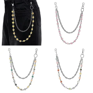 Double Layer Colorful Candy Hip Hop Chain Waist Belt for Men and Women
