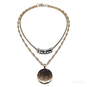 Double Layer Personalized Effect Chain Stainless Steel Women’s Necklace Round Pendant Necklace
