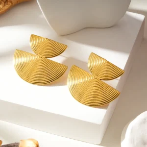 Double Layer Semi circular Threaded Earrings