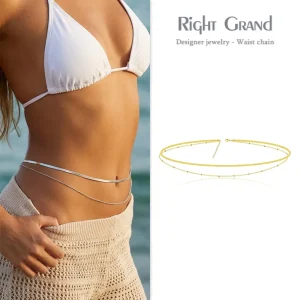 Double Layer Waist Chain Featuring Snake Chain and Beaded Chain Summer Beach Party Body Jewelry Stainless Steel OEM ODM Factory