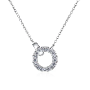 Double Ring Clasp Necklace in 925 Sterling Silver With Gold Plated Jewelry Lab Grown Diamond Moissanite Pendant Gifts
