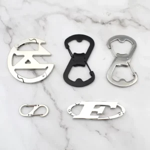 Double Side Clip Custom Your Own LOGO Shape Carabiner Hook Clip Keychains for Bag Purse Charms Decoration