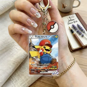 Double Sided Card Pocket Elf Acrylic Keychain Cute Pixie PTCG Card Accessories Pendant Gengar Eevee Gift