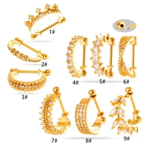 Double Stainless Steel Ball Barbell Conch Hoop Piercing Jewelry Up Cartilage Tragus Helix Earring