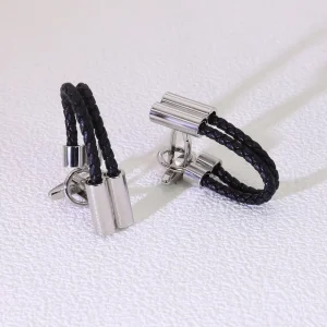 Double Strand Braided PU Cufflinks Stainless Steel Rustproof Cufflinks for Men Groomsmen Wedding Bulk Order Accessory