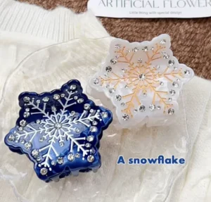 Dowell and American Style Winter Hair Claw Accessory for Women Rhinestone Snowflake Hair Clip Accessory Made of Acetate