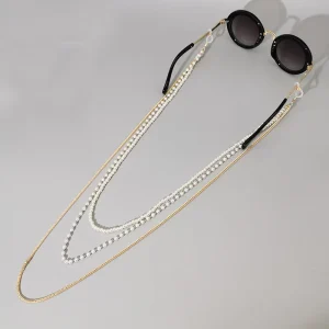Dream Fashion Multi Layer Designer Elegant Unisex Sunglasses Facemask Chains Necklace AAA Grade Potato Shape Faux Pearl