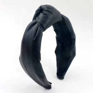 Dream Fashion Women’s Luxury PU Leather Solid Color Headbands Custom Women Hair Accessories