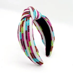 Dream Fashion Women’s Top Knot Rainbow Trip Bling Crystal Christmas Pearl Headband Custom Hair Accessories