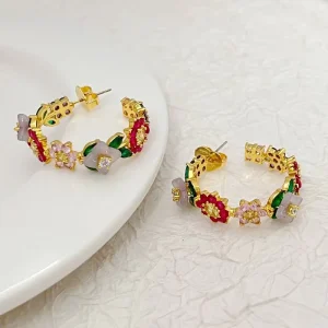 Dreamcatcher Crystal Saturn Earrings Women’s Colorful Versatile Temperament Sparkling Zircon Earrings