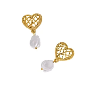 Dreamcatcher Design Pearl Stainless Steel Earrings Minimalist Commuter Stud Accessories for Women