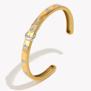 Dreamshow Diamond Star Moon Bracelet Two Tone Gold Plated Stainless Steel Charm Bracelet Designer for Women