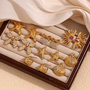 Dreamshow New Design Earrings Set Fashion Jewelry Set Gold Plated Earrings Stainless Steel Earrings Jewelry Women