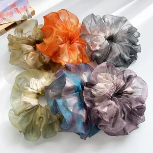 Dreamy Ougensha’s Iridescent Scrunchie Water and Lake Scenery Sweet Ponytail Hair Tie Hair Accessory