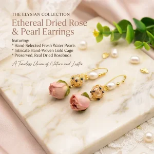 Dried Flower Pearl Resin Earrings Handcrafted Artistic Floral Design Lightweight Comfortable Women Fashion Jewelry