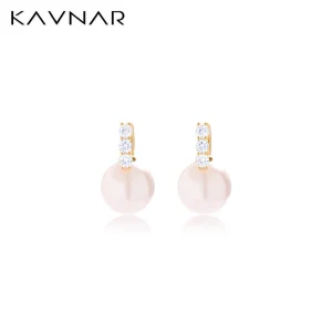 Drop Earrings for Women 14K Gold Plated Brass Vertical CZ Pearl Dainty Anti Tarnish Wedding Bulk Order OEM