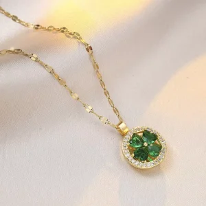 Drop Flower Butterfly Zircon Pendant Gold Plated Stainless Steel Women Exquisite Gift Fashion Jewelry Necklace Factory Direct